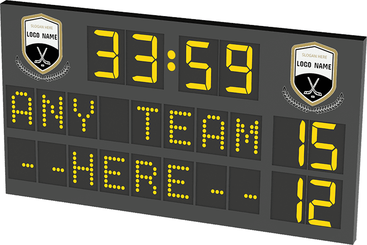 M03: Club Branded Scoreboard with Digital Team Names and Clock (Hockey) Product Image